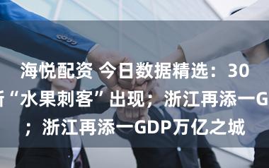 海悦配资 今日数据精选：300元一斤的新“水果刺客”出现；浙江再添一GDP万亿之城