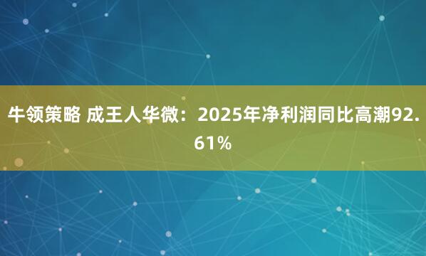 牛领策略 成王人华微：2025年净利润同比高潮92.61%