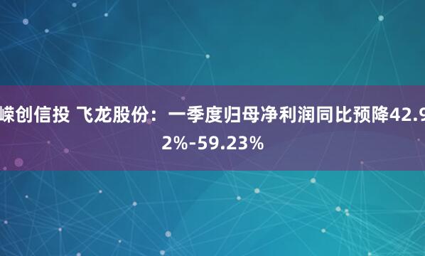 嵘创信投 飞龙股份：一季度归母净利润同比预降42.92%-59.23%