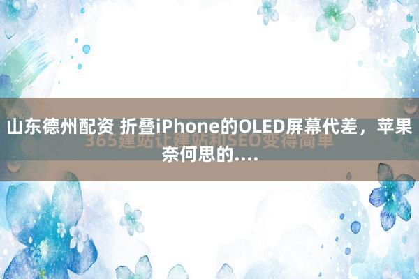 山东德州配资 折叠iPhone的OLED屏幕代差，苹果奈何思的....